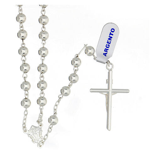 Rosary tubular cross 925 silver 6 mm beads 2