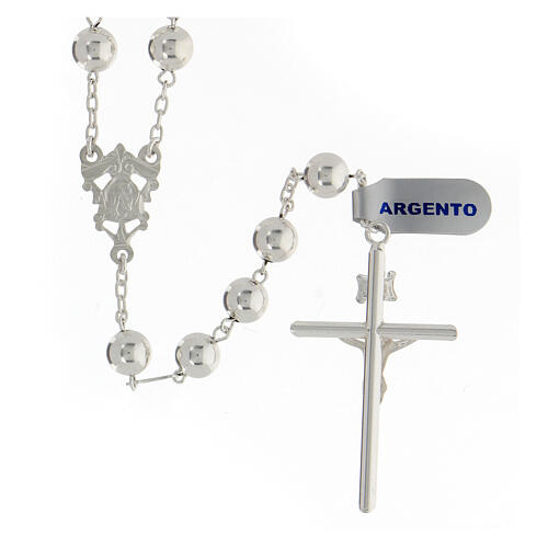 Sterling silver rosary 8 mm beads tubular cross crucifix 2