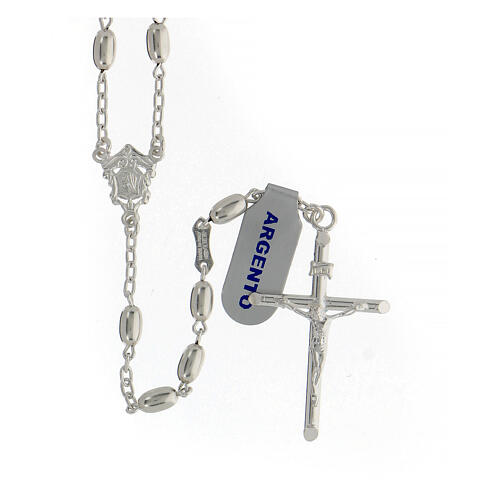 Rosary with oval beads in 925 silver, crucifix 18.7 g 1