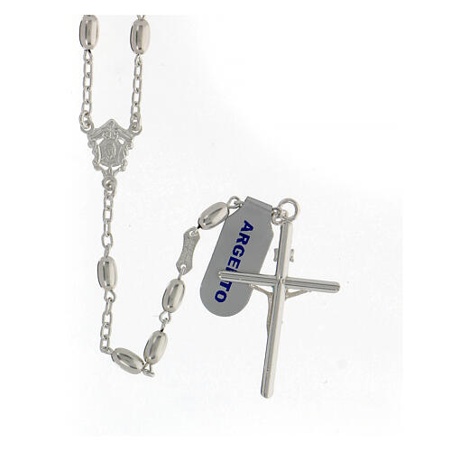 Rosary with oval beads in 925 silver, crucifix 18.7 g 2