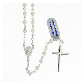 Rosary sphere beads 4 mm mother of pearl crucifix 925 silver