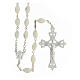 Rosary 925 silver mother of pearl beads 6x9 mm ornate cross s1