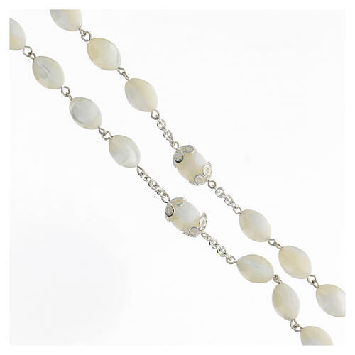 Rosenkranz aus 800er Silber mit Perlen aus Perlmutt, 12x9 mm 3