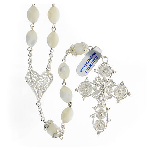 Rosary with mother-of-pearls beads 800 silver 1