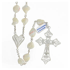 800 silver rosary with baroque pearls filigree cross