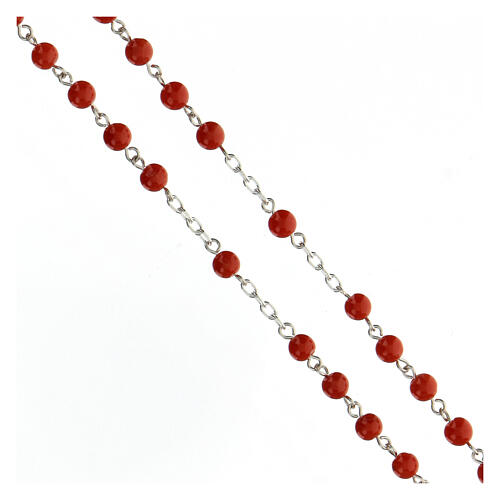 925 silver rosary orange coral beads 5 mm 17.8 g 3