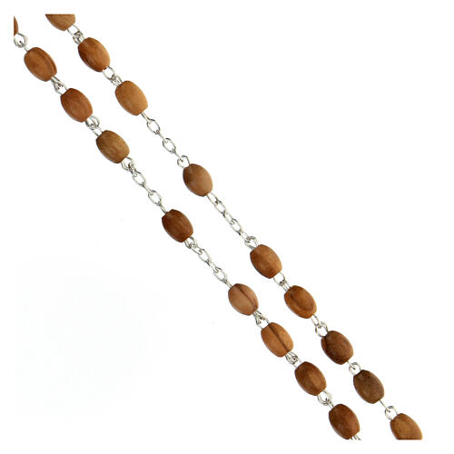 Rosary with beads in olive wood 7x5 mm 925 silver 3