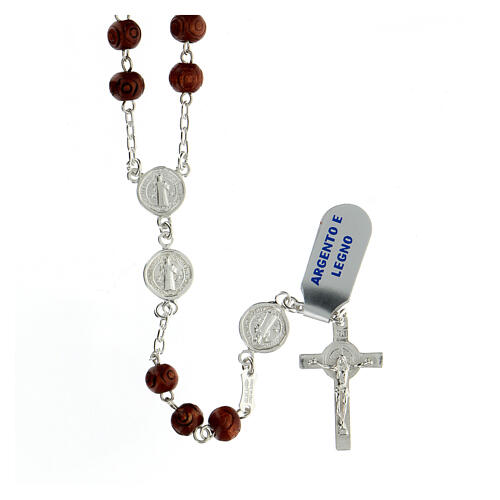 Rosary with beads in black wood 7 mm 925 silver 1