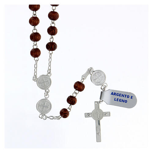 Rosary with beads in black wood 7 mm 925 silver 2