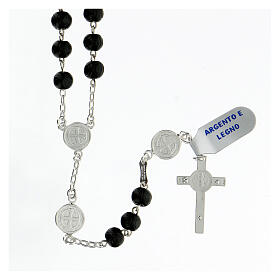 Rosary St Benedict 925 silver black wooden beads 7 mm