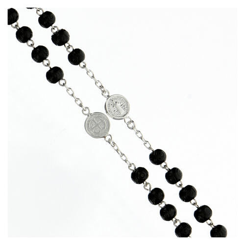 Rosary St Benedict 925 silver black wooden beads 7 mm 3