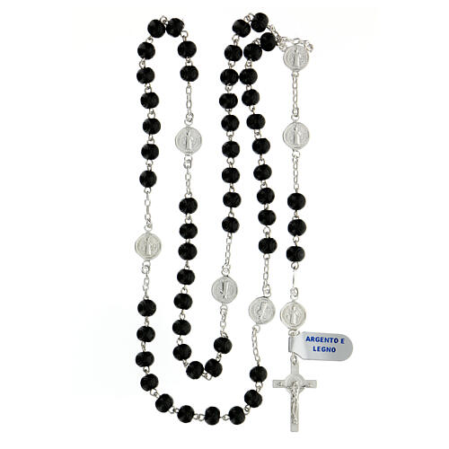 Rosary St Benedict 925 silver black wooden beads 7 mm 4