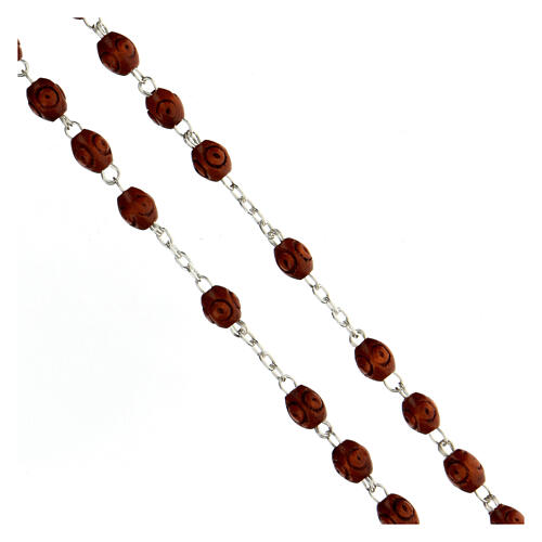 Rosary with beads in wood 8x6 mm 925 silver 3