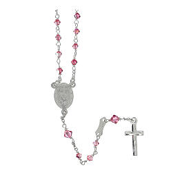 Rosary with beads in pink strass 3 mm 925 silver