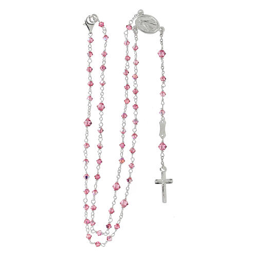 Rosary with beads in pink strass 3 mm 925 silver 4