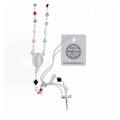 Rosary with beads in multicolour silver 3 mm 925 silver 1