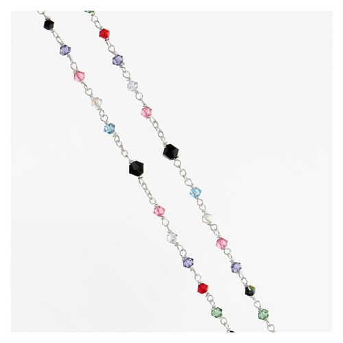 Rosary with beads in multicolour silver 3 mm 925 silver 3