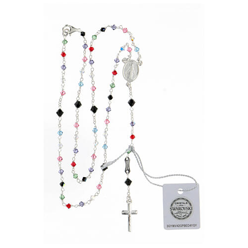 Rosary with beads in multicolour silver 3 mm 925 silver 4