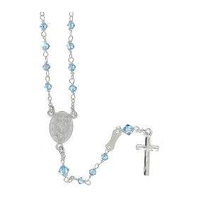 Rosary with beads in light blue strass 3 mm 925 silver
