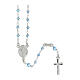 Rosary 925 silver Miraculous medal strass light blue beads 3 mm s1