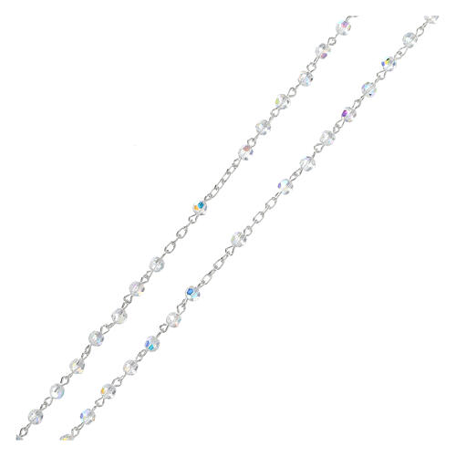 Rosary strass white beads 4 mm 925 silver tubular cross 3