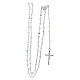 Rosary strass white beads 4 mm 925 silver tubular cross s4
