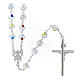 Rosary 925 silver white strass 8 mm beads ornate cross s2