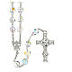 Terço cruz decorada Nossa Senhora e Jesus prata 925 contas cristal branco 10 mm s2