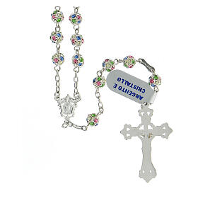 Rosenkranz aus 925er Silber mit bunten Perlen und einem Kreuzanhänger, 6 mm