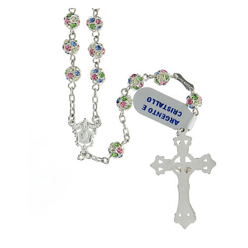Rosary 925 silver multi-color crystal beads 6 mm ornate cross 2