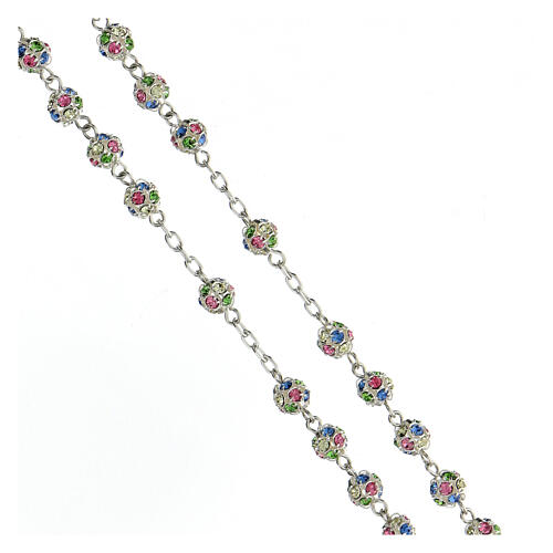 Rosary 925 silver multi-color crystal beads 6 mm ornate cross 3