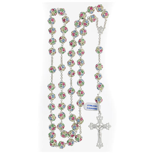 Rosenkranz aus 925er Silber mit bunten Perlen und Kreuz, 10 mm 4