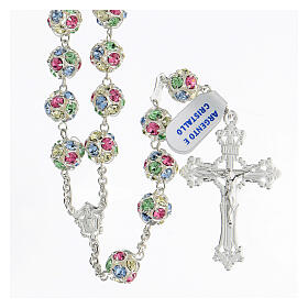Rosary with beads in coloured crystals 10 mm 925 silver