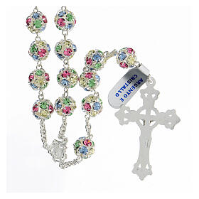 Rosary with beads in coloured crystals 10 mm 925 silver