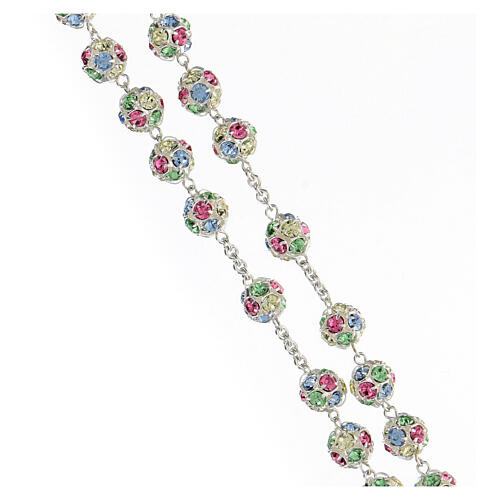 Rosary with beads in coloured crystals 10 mm 925 silver 3