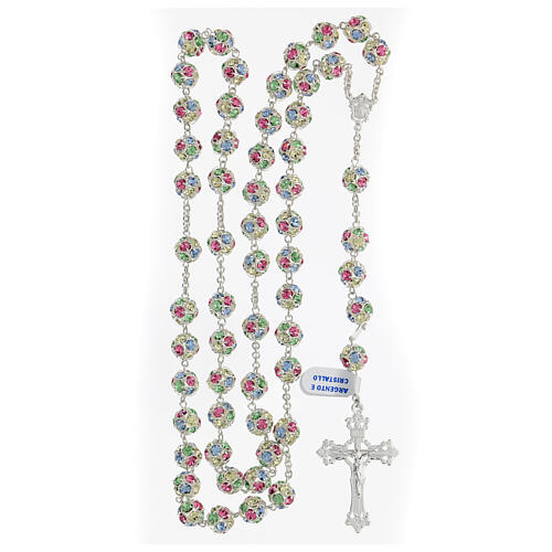 Różaniec ze srebra 925, kolorowe kryształowe koraliki 10 mm 4