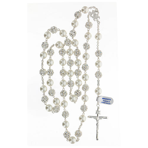 Rosary with beads in white crystal 10 mm 925 silver 4