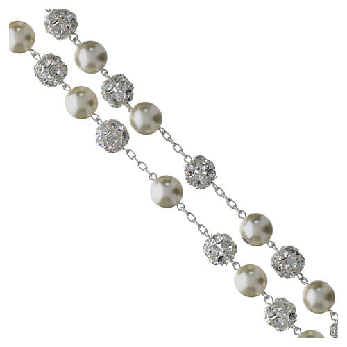 Rosary with beads in white crystal 10 mm 925 silver 4