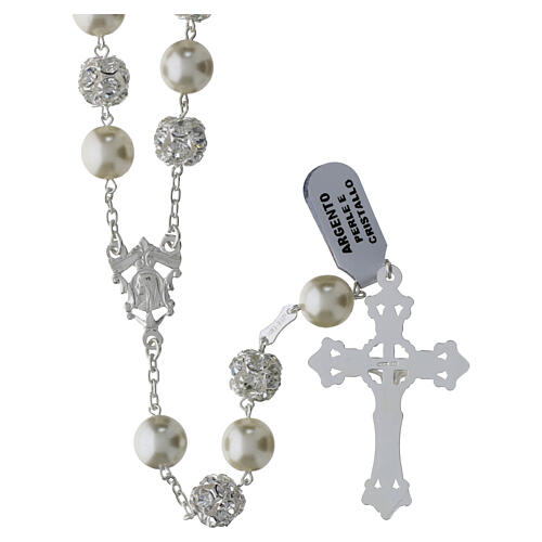 925 silver rosary 10 mm beads white crystal crucifix cross 3