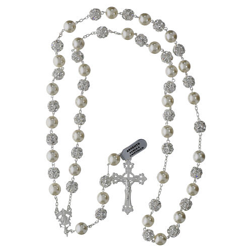 925 silver rosary 10 mm beads white crystal crucifix cross 5