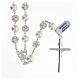 925 silver rosary 10 mm beads white crystal crucifix cross s2