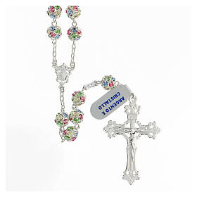 Rosary with beads in multicolour strassball 8 mm 925 silver