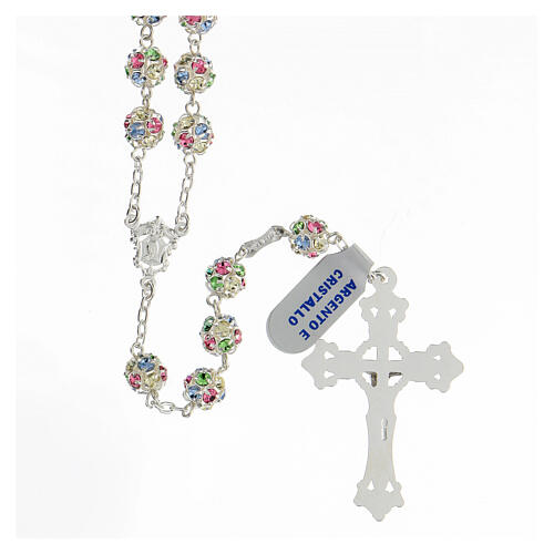 Rosary with beads in multicolour strassball 8 mm 925 silver 2