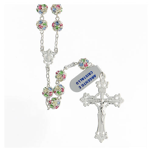 Rosary strassball beads 8 mm 925 silver trefoil cross 1