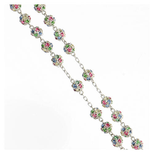 Rosary strassball beads 8 mm 925 silver trefoil cross 3