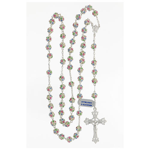 Rosary strassball beads 8 mm 925 silver trefoil cross 4