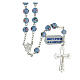 Chapelet argent 925 perles "al lume" 6 mm bleu clair croix ajourée s2