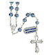 Rosary 925 silver with light blue pearls 6 mm, pierced cross s1