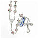 Rosary with white pearls, 6 mm beads in 925 silver, decorated cross s1