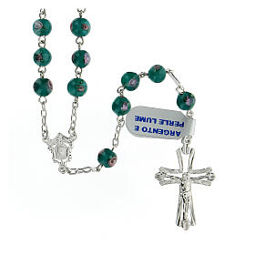 Rosary with beads in green glass 6 mm 925 silver